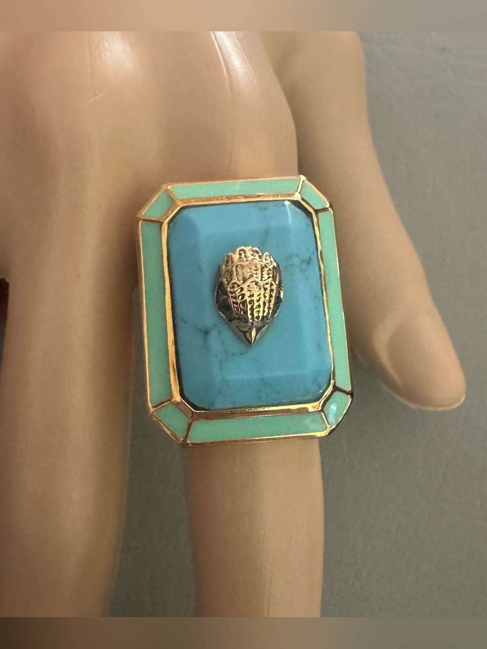 New Kurt Geiger Eagle Head Turquoise Ring - Picture 9 of 10